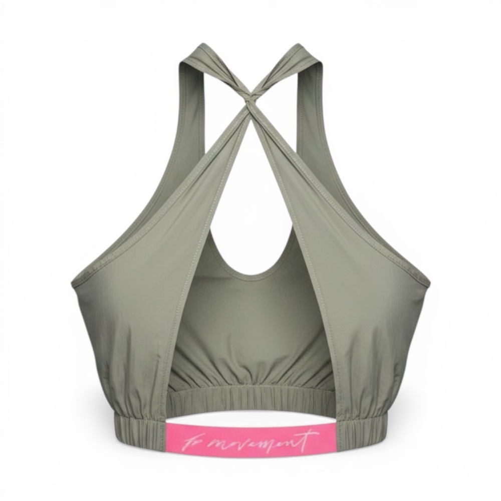 FP Movement Free People Open Back Crop Tank Bralette Sage Green Pink Small